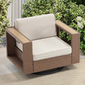 Bonzy Home Wicker Patio Chair, 360° Swivel Rattan Outdoor Patio Chairs with Extra-Thick Soft Cushions and Widened Armrest for Porch, Garden Poolside Balcony