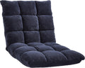 Amazon Basics Adjustable 14-Position Memory Foam Gaming Floor Chair with Back Support, Portable, Reclining, Lay Flat, 41.3"D x 21.3"W x 6"H, Navy