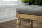 Roundhill Furniture Habit Solid Wood Button Tufted Dining Bench, Grey