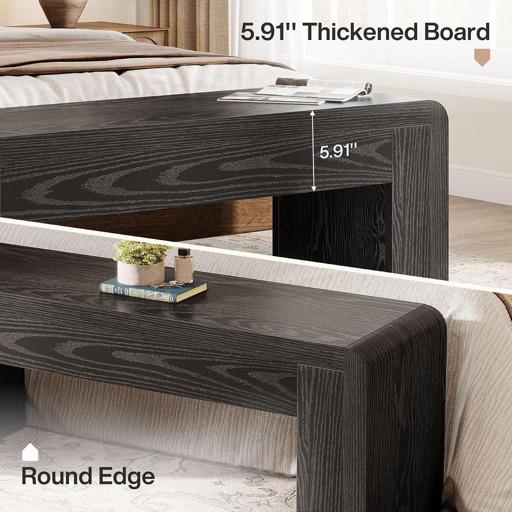 Tribesigns Entry Bench, 48" Thickened Rustic Farmhouse Bench for Bedroom End of Bed with 5.9" Solid Legs, Small Indoor Wooden Bench for Entryway, Dining Table, End of Bed, Black