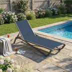 Kingdura Chaise Lounge Chairs Set of 2 for Pool, Aluminum Outdoor Lounge Chairs with 5 Positions Recliner, Lightweight Pool Lounger Lounge Chairs for Outside Patio Deck Poolside (Navy Blue, 2 Chair)