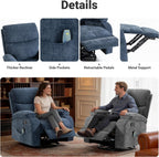 360° Swivel Rocking Recliner Chair, Massage Lazy Boy Recliner, Small Spaces Recliner for Living Room, Bedroom and Nursery, Navy Blue Chenille