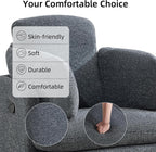 CANMOV Swivel Rocker Recliner, Manual Recliner Chair for Adults, Nursery Glider Rocking Chair with 2 Bolster Pillows and Hidden Storage, Dark Grey