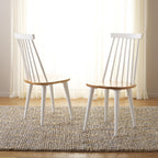 SAFAVIEH Home Collection Burris Farmhouse White/Natural Spindle Back Living Room Dining Room Bedroom Office Foyer Side Chair