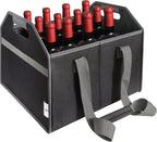 12 Bottle Wine Carrier Collapsible Reusable with Strap for Liquor Champagne Beer Glasses Storage Shopping Travel (Black)