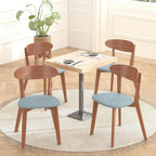 weselon Dining Chairs Set of 4, Solid Wood Dining Chair Armless, Mid-Century Modern Upholstered Linen Seat Cushion Dining Room Chair for Home Kitchen Dining Room Restaurant (Walnut, 4)