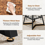 IRONCK Round Dining Table Set for 4, 47.2'' Kitchen Table with 4 PU Leather Upholstered Chairs, Dining Room Table Set with Large Storage Shelf, 5 Piece Kitchen Table and Chairs, Rustic Brown