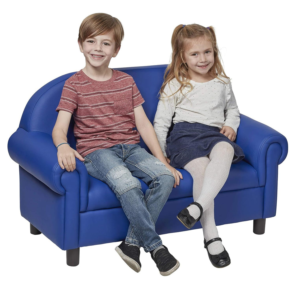 Little Lux Upholstered Preschool Sofa, Plush Furniture for Kids Room, Classroom, Daycare - Blue