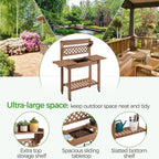 Yaheetech Potting Bench Table Outdoor Garden Horticulture Wooden Workstation Benches w/Sliding Tabletop/Removable Sink/Storage Shelf,Brown