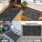 Monstera Front Door Mat Outdoor Indoor Leaf Welcome Doormat Entrance Rubber Mats for Patio Waterproof Entry Entryway Easy Clean Floor Mats Black 30"x17"