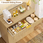 Buffet Sideboard Cabinet with Storage, 31.5" Buffet Table Coffee Bar Wine Bar Storage Cabinet with Adjustable Shelf for Living Room, Kitchen, Natural
