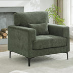 Oversized Accent Chair with Metal Legs,Comfy Armchair and a Half,Modern Century Single Sofa Extra Large Reading Club Chair for Bedroom,Living Room,and Apartment,Chenille,Green