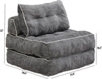 Convertible Foldable Sofa Bed with Pillow & Back Support, Portable Fold Out Floor Lounge for Living Room Bedroom, Dark Grey