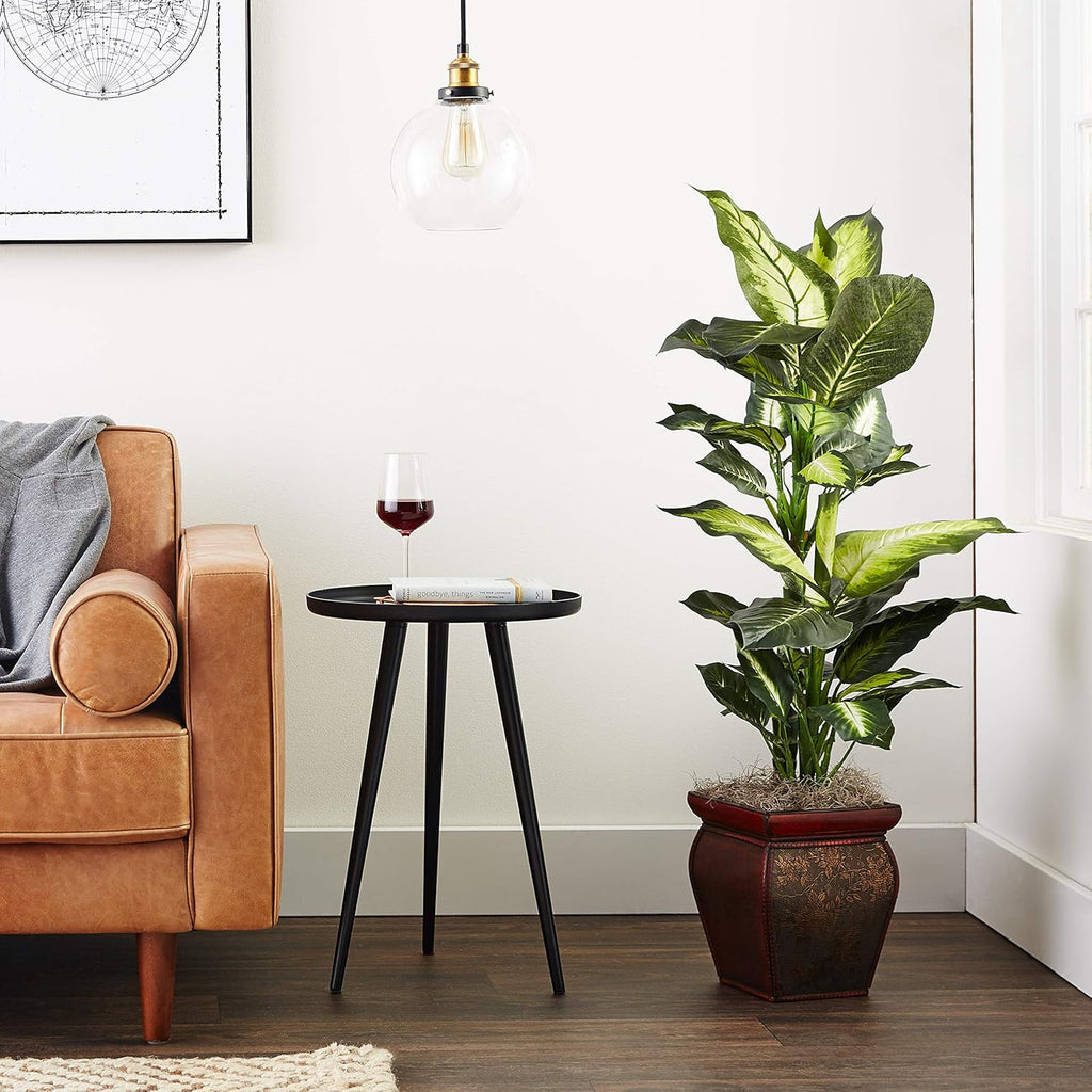Nearly Natural Artificial Dieffenbachia, Floor Plant Faux Greenery With Decorative Planter For Indoor Home Decor