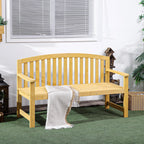 Wood Garden Bench, 56 in Natural 2-Seater Outdoor Patio Bench Park Bench with Backrest and Armrests, Wooden Loveseat Seating for Porch Poolside Balcony Backyard