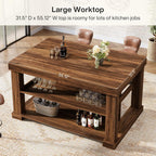 Tribesigns Bar Table, 55-Inch Counter Height Pub Table with Storage Shelves, High Top Kitchen Dining Table, Rectangle Wood Home Bar Unit for Dining Room, Bistro, Dark Brown