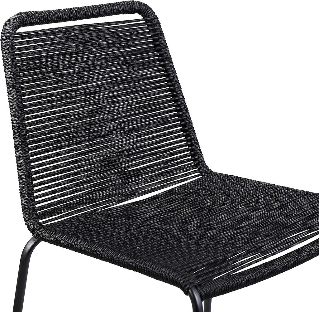armen LIVING Shasta Indoor Outdoor Patio Metal and Black Rope Stackable Barstool, 30" Seat Height, Set of 2