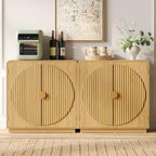 30.3" Modern Sideboard Buffet Cabinet w/ Storage & Fluted Arched Doors, Accent Storage Cabinet, Coffee Bar Buffet Console Table Credenza for Dining Room/Living Room/Entryway/Small Space, Natural Wood
