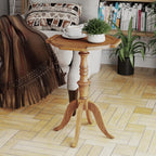 COZAYH Rustic Pedestal End Table, Distressed Farmhouse Side Table with Unique Tray-Style Wooden, Accent End Table for Bedroom, Living Room, Entryway, Brown