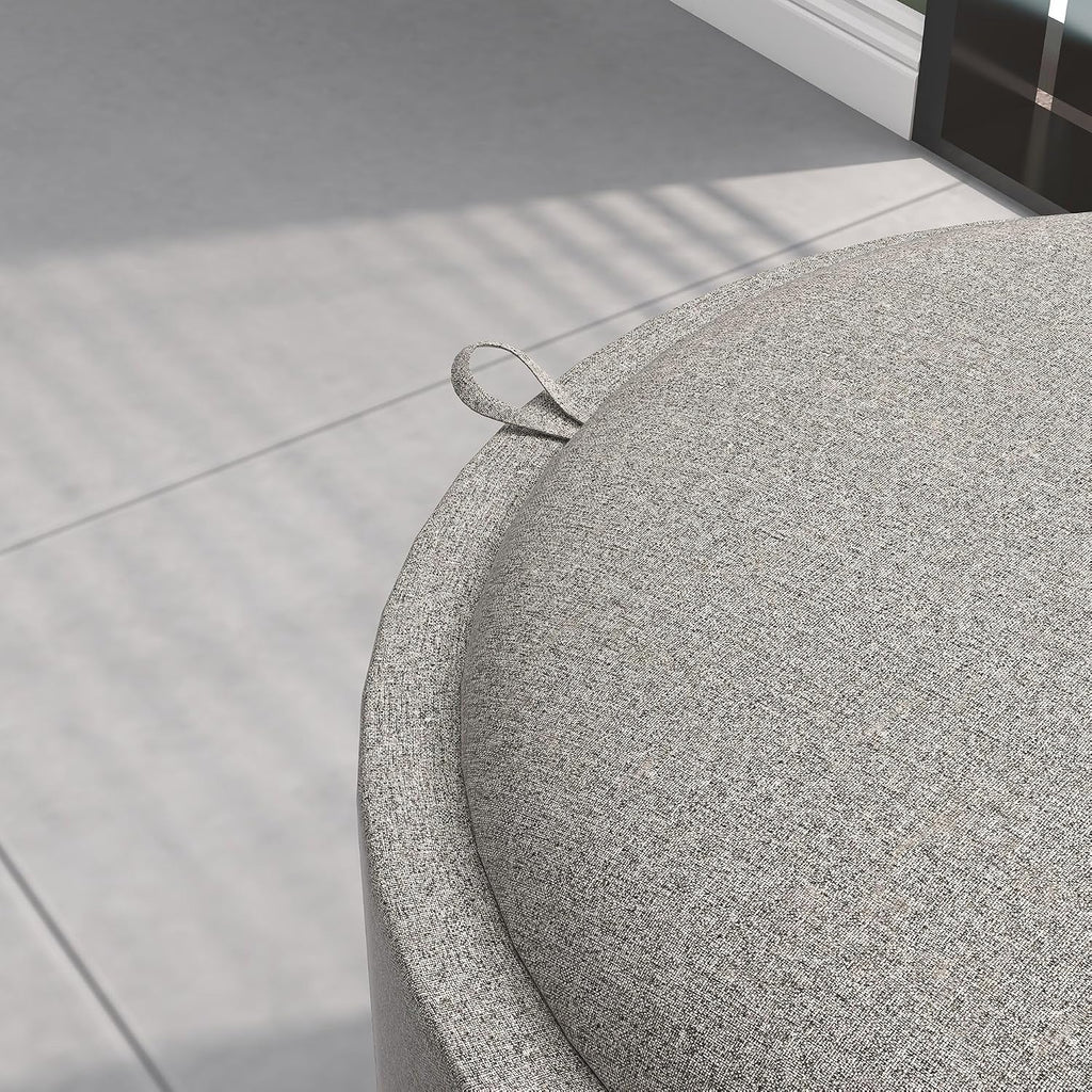 Reversible Storage Ottoman with Lid, Light Gray