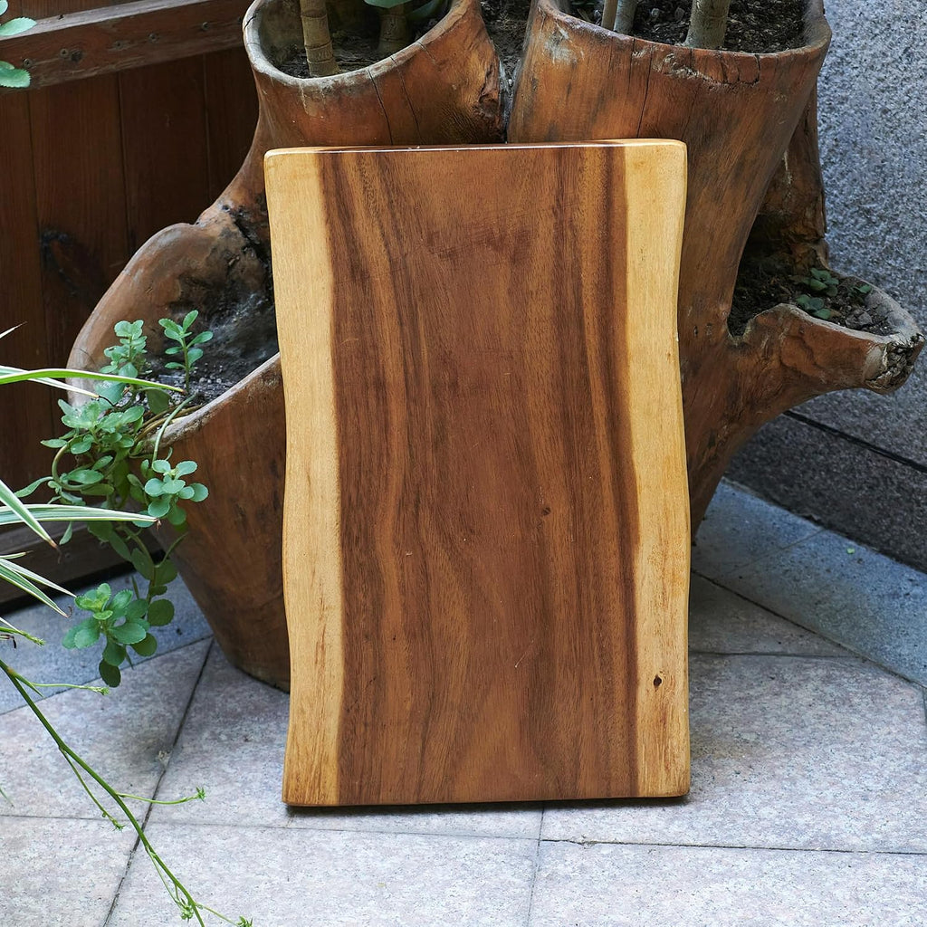 Wood Slice Slab Side Table Top 19.7"x13.8"x1.96" Rectangle Handmade Live Edge Handcrafted Plate Natural Solid Wooden Board for Bench DIY Epoxy Resin End Table Slab Untreated Wall Home Décor