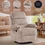 Korser Rocking Recliner Chair, Nursery Rocker Chair for Adults, Small Recliners for Small Spaces, Swivel Rocker Recliner with Cushion, Upholstered Rocking Chairs for Living Room, RV, Chenille