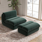 YVDNHP Bean Bag Chair with Ottoman, Cozy Comfy Reading Nook Chairs, Ultra Soft Corduroy Fabric Bean Bag Chairs for Adults, Reading Chair with Ottoman for Living Room, Bedroom Apartment (Green)