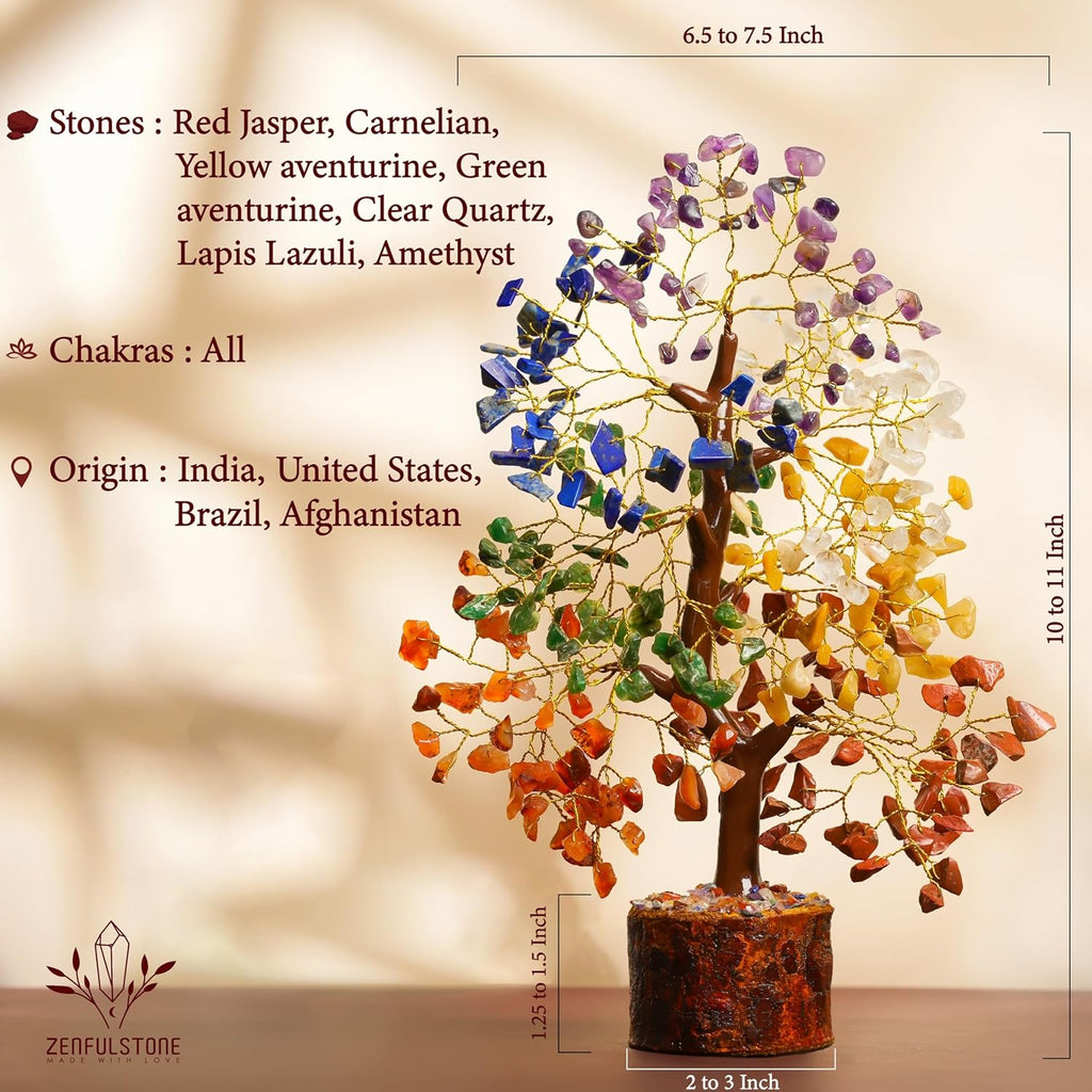 7 Chakra Tree of Life Crystal Tree - Gemstone Healing Tree for Positive Energy, Home Office Crystal Tree Decor, Chakra Crystal Tree Housewarming - Birthday Gifts for Women, Men, Mom, Sister, Friends