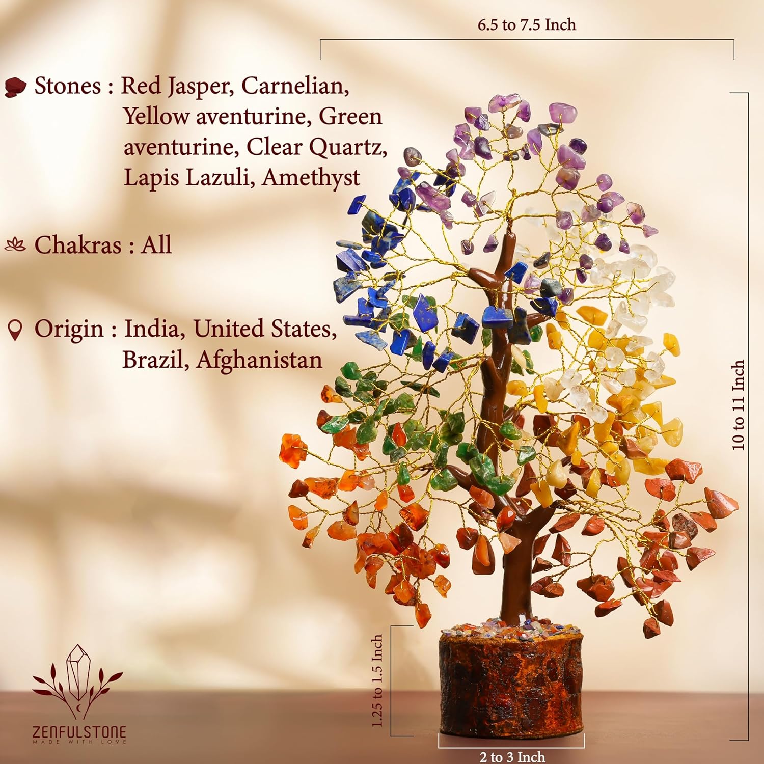 7 Chakra Tree of Life Crystal Tree - Gemstone Healing Tree for Positive Energy, Home Office Crystal Tree Decor, Chakra Crystal Tree Housewarming - Birthday Gifts for Women, Men, Mom, Sister, Friends