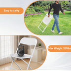 100 Pack Plastic White Folding Chairs with 350LBS Capacity, Foldable Commercial Seat with Steel Frame, Portable Indoor Outdoor Chairs for Office, Party, Events, Wedding, Kitchen, Dinning, School