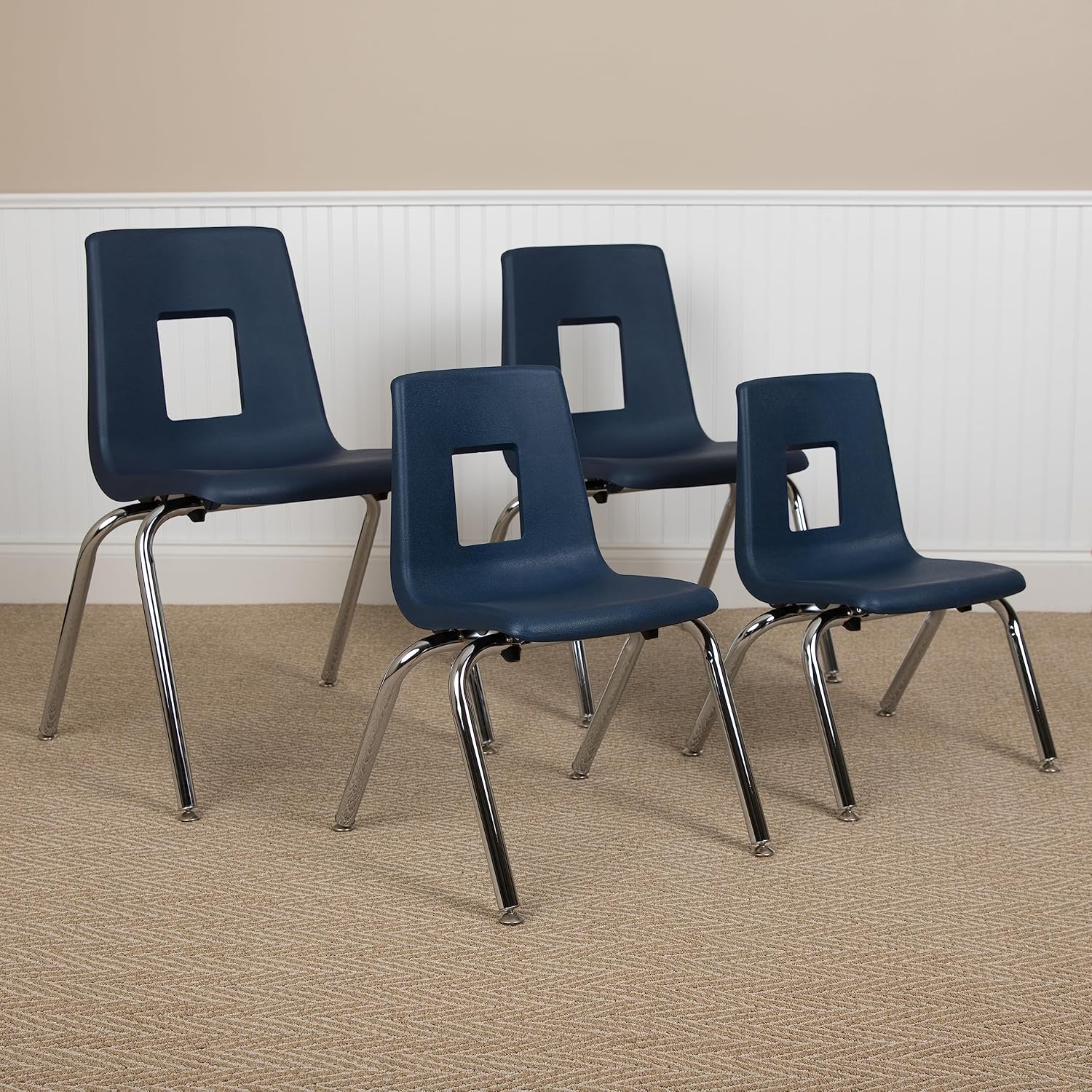EMMA + OLIVER Navy Student Stack School Chair - 12-inch