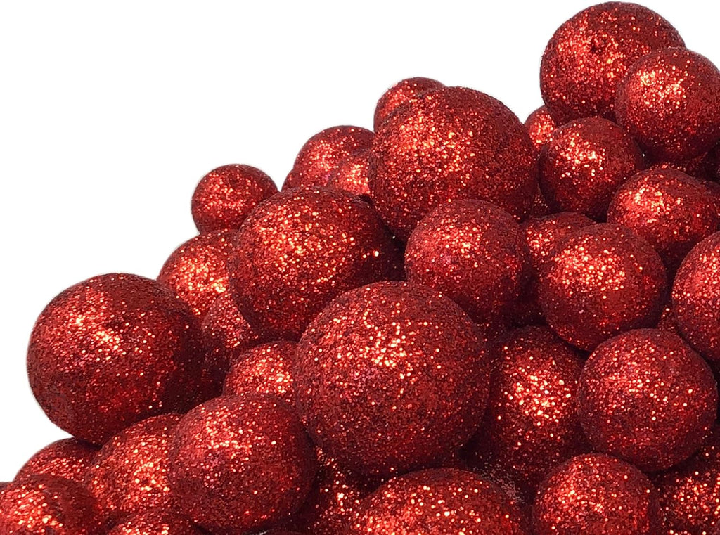 Red Glitter Foam Balls for Crafts, 625 Count Vase Filler Decorative Balls, Sparkly Table Scatter Decorations for Christmas, Valentine’s Day, Weddings, Parties & DIY Centerpieces, 3/8" to 3/4"