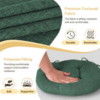Round Chair Cushions with Ties 16" x 16" x 3" Thick Round Cushions Set of 2 for Indoor Furniture Comfy Circle Seat Pads for Kitchen Dining Room Green