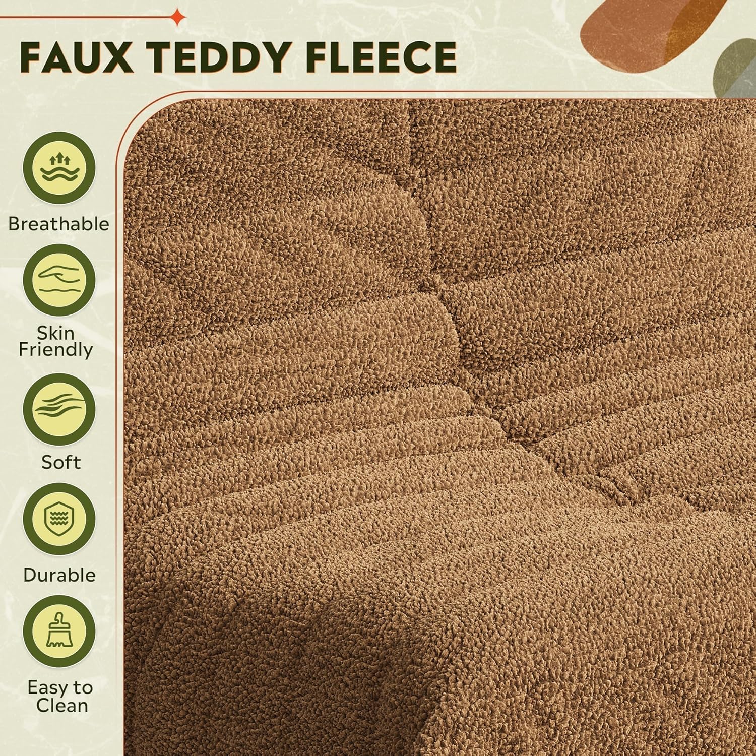 WLIVE Bean Bag Chair for Adults, Teddy Fleece Togo Chair, Giant, Memory Foam, for Living Room and Bedroom, Single, Brown
