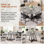 Jocoevol 42'' Round Dining Table Kitchen Dining Room Circle Dinner Pedestal Table for 4, Space Saving Wood Kitchen & Dining Room Furniture (Grey)