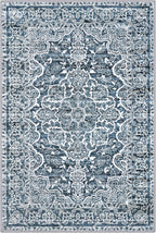 KUTA Entryway Rugs Indoor Non-Slip Washable Small Area Rug 2x3 Blue Entrance Carpet Soft Printed Vintage Floral Distressed Tribal Farmhouse Low-Pile Door Mat for Bedroom Kitchen