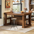 Tribesigns Bar Table, 55-Inch Counter Height Pub Table with Storage Shelves, High Top Kitchen Dining Table, Rectangle Wood Home Bar Unit for Dining Room, Bistro, Dark Brown