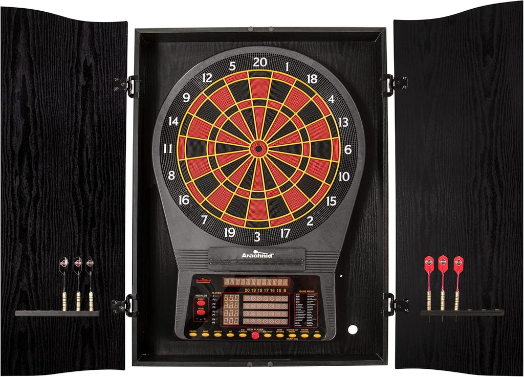 DMI Sports Black CricketPro Dartboard Cabinet | Designed for Arachnid 15.5” CricketPro 900, 800, 750, 650 Electronic Dartboards | Does Not Include Dartboard