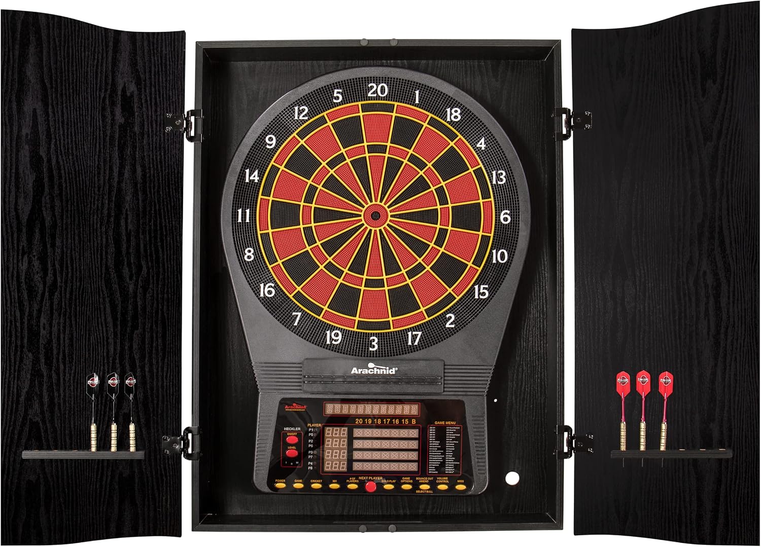 DMI Sports Black CricketPro Dartboard Cabinet | Designed for Arachnid 15.5” CricketPro 900, 800, 750, 650 Electronic Dartboards | Does Not Include Dartboard