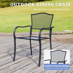 Outdoor Metal Patio Chairs Set of 2, Stackable Iron Mesh Dining Chairs with Armrests, All-Weather Bistro Chairs for Garden, Backyard, Porch, or Balcony