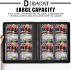 D DACCKIT Binder for Jumbo Card Sleeves and Top Loader，Fits 160 Cards - Premium 4 Pocket Large Card Binder Compatible with 6X9" Top Loaders（Model J4P160，Classic Black）