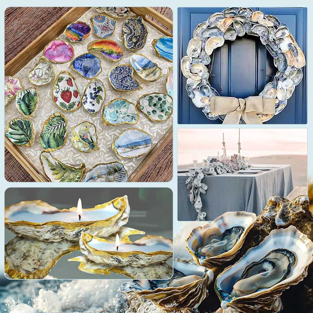 15PCS Oyster Shells 5"-6" Concave Oyster Shells for Crafts Natural Oyster Shells Bulk, for Home Vase Filler, Xmas Ornaments, DIY Arts and Crafts Sea Shells