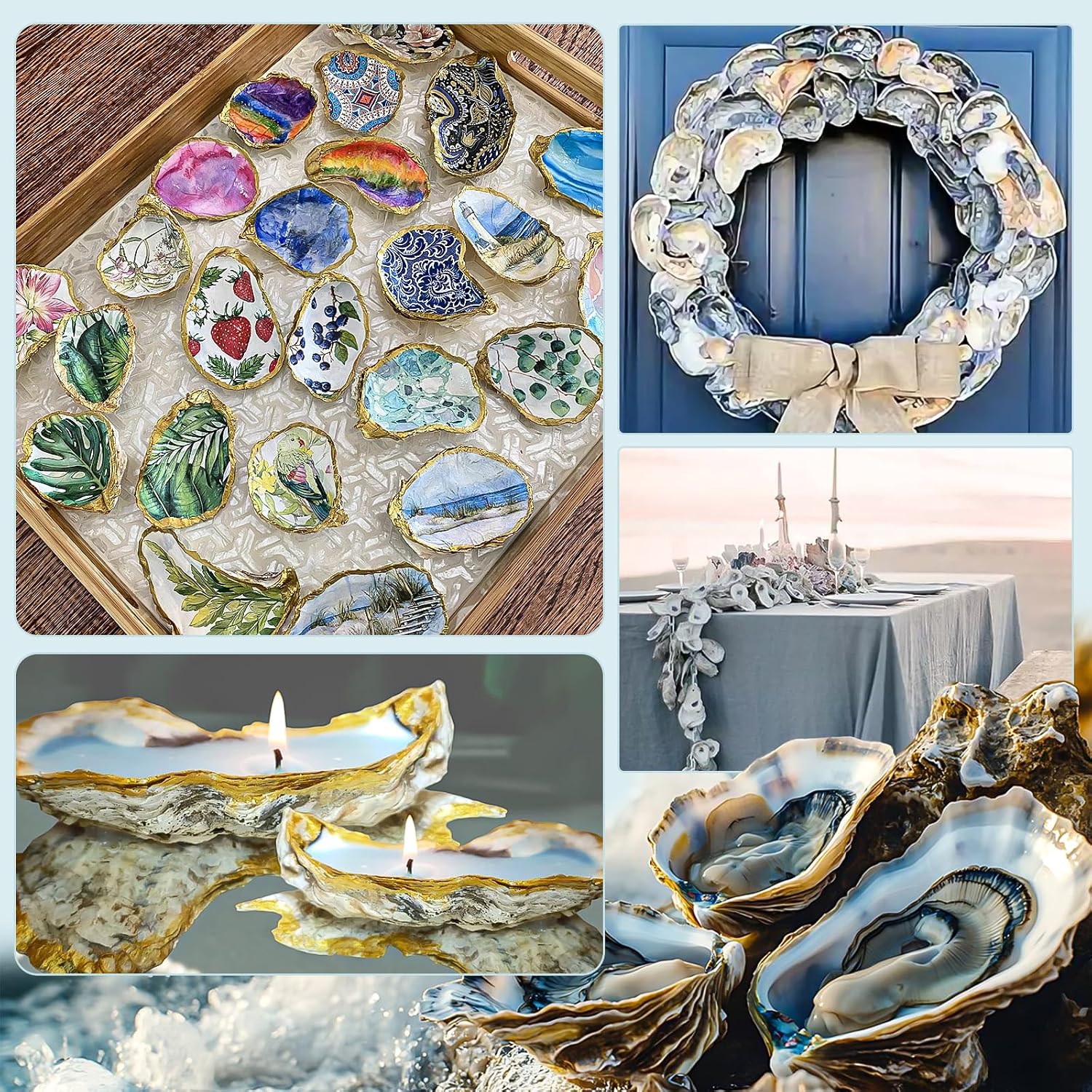 15PCS Oyster Shells 5"-6" Concave Oyster Shells for Crafts Natural Oyster Shells Bulk, for Home Vase Filler, Xmas Ornaments, DIY Arts and Crafts Sea Shells