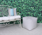 RULU Ottoman Outdoor/Indoor Sunbrella Bean Bag Pouf 19"x19"x18"H Cast Silver