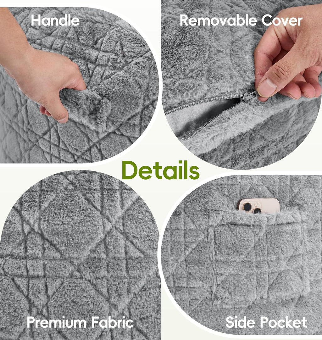 5FT Bean Bag Chair Oversized Bean Bags for Adults Large Bean Bag Beanbag Chair Washable Cover Quilted Plush Bean Bags Giant Memory Foam Bean Bag Chairs for Adults Pocket Bedrooms Living Room (Grey)