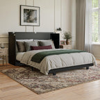 AFI, Charleston Queen Wood Murphy Bed Chest with 6" Mattress, Black