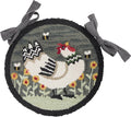 Park Designs My Little White Hen Hooked Chair Pad, Woven Farmhouse Style Seat Cover, Garden Farm Animal Print Seat Accessory