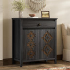 32'' Buffet Cabinet with Storage, Sideboard Cabinet with Drawer and Adjustable Shelf, Modern Accent Storage for Kitchen, Living Room, Entryway, Black