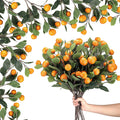Daifunli 10 Pcs Artificial Tangerine Branches 25 Inch Realistic Faux Oranges Fruit with Green Leaves Simulation Orange Branch Decorative Kumquat Tangerine for Vase Home Party Decoration (6 Oranges)