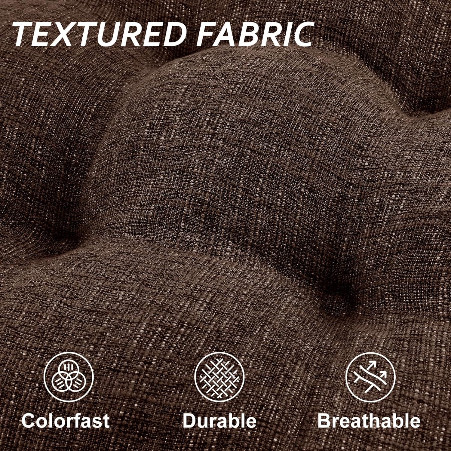 Basic Beyond Chair Cushions for Dining Chairs 6 Pack, Kitchen Chair Cushion with Ties and Non Slip Backing, 15.5 x 15.5 inches Tufted Chair Pads for Dining Chairs, Brown